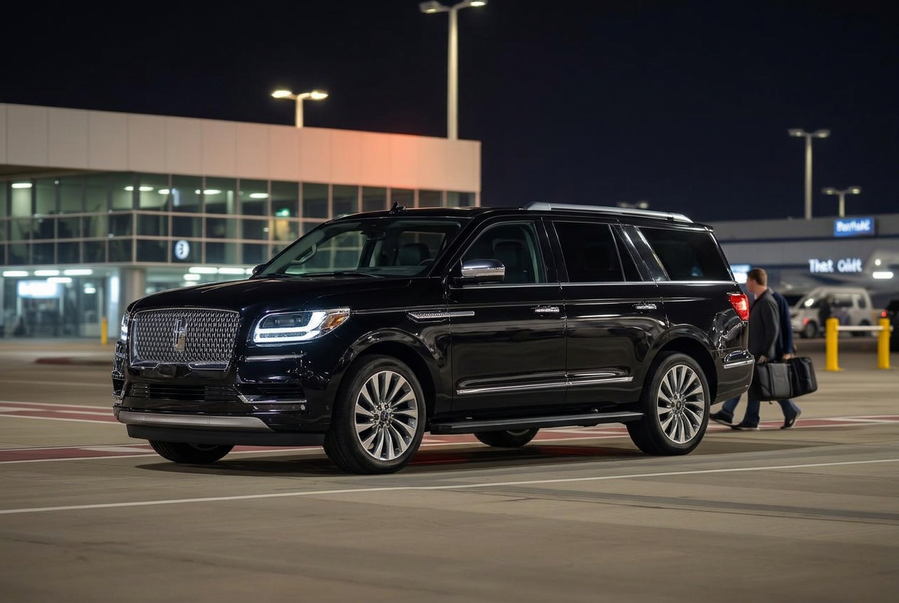 Black Lincoln Navigator airport car service at Newark EWR terminal